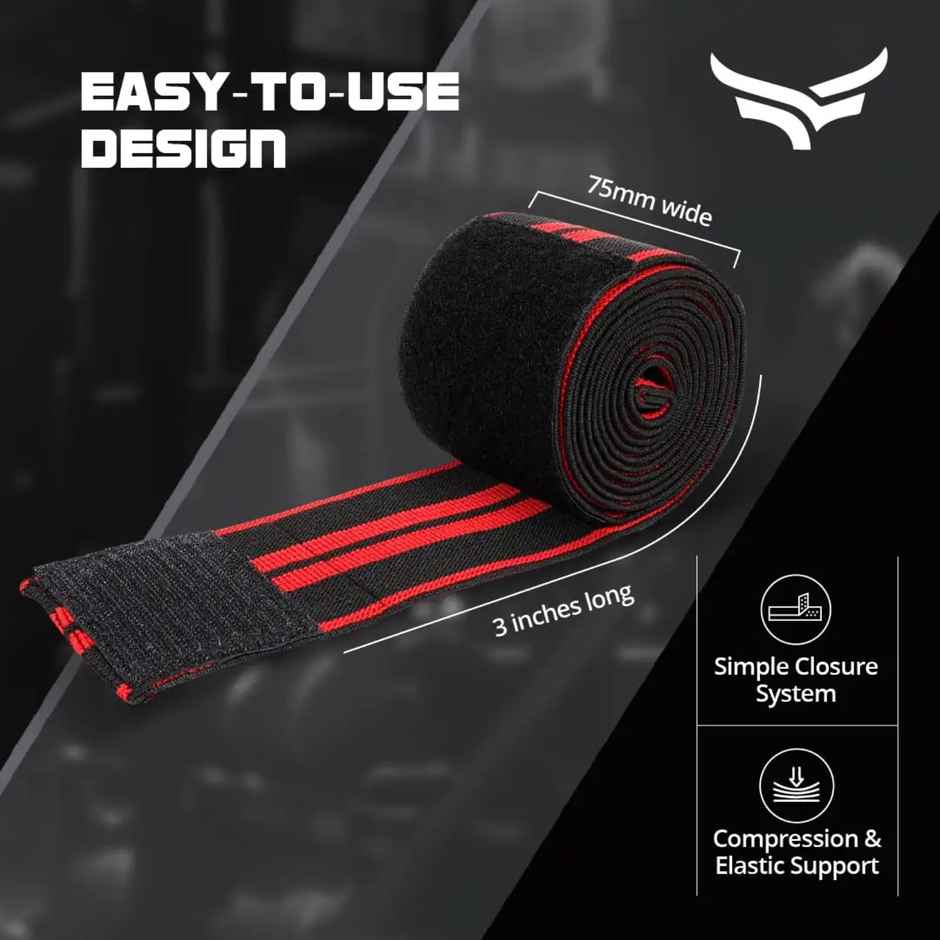 Xtrim Knee Wrap for Sports, Squats, and Heavy Lifting, Washable Fabric - Red