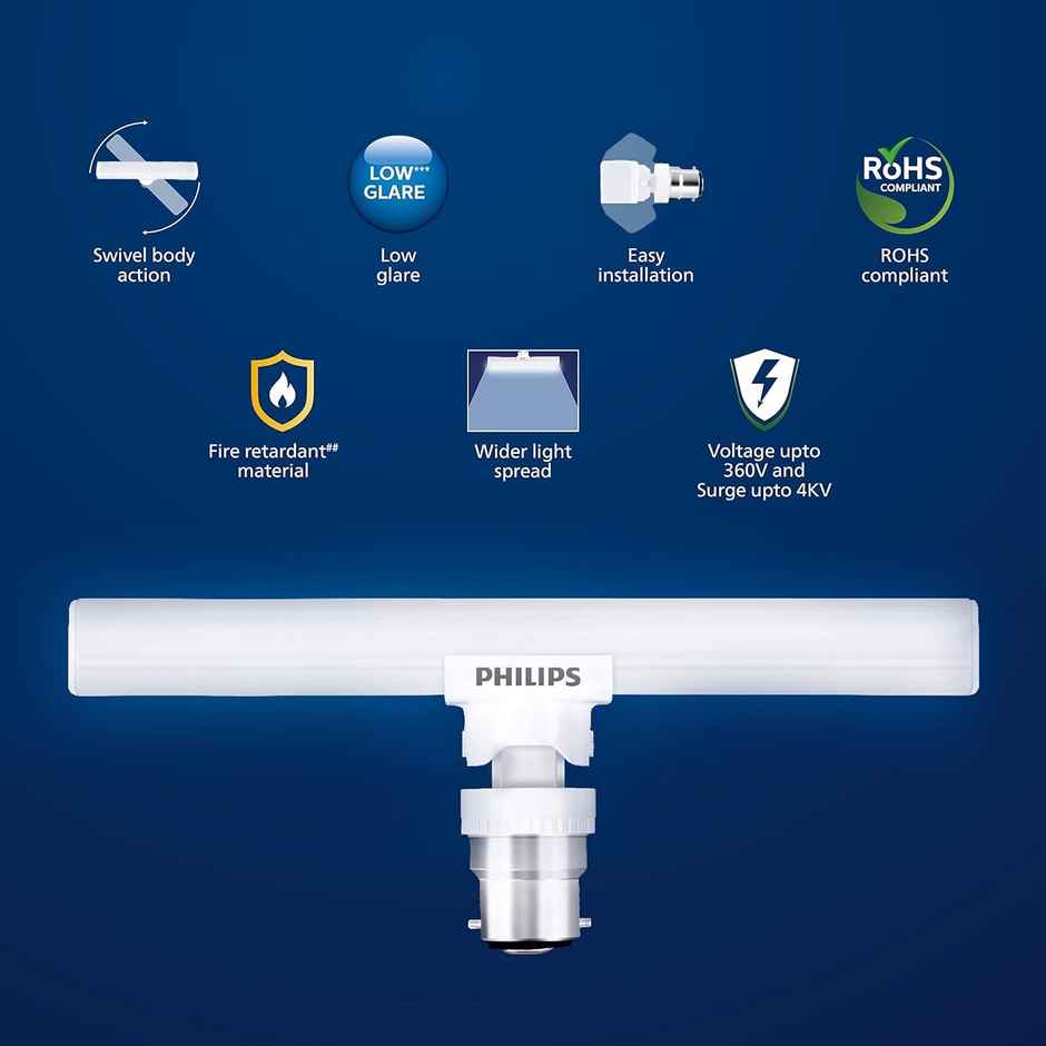 Philips Stellar Bright T 9W Led Bulb Crystal White | B22 Base Holder