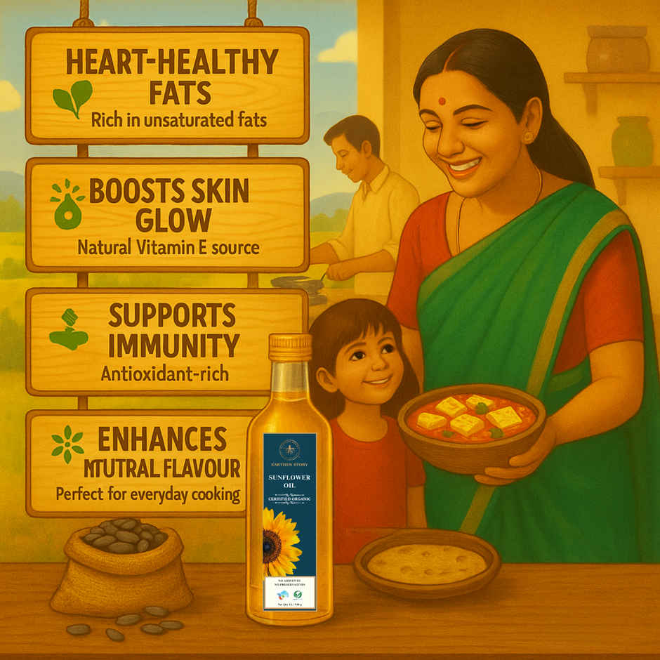 Earthen Story Organic Sunflower Cold Pressed Oil | Organic Cooking Oil