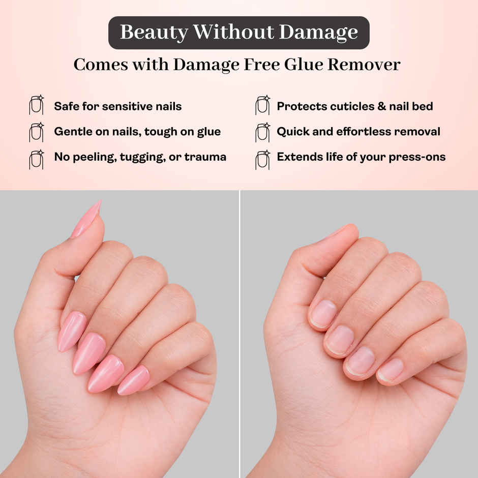 ENN Beauty Insta Nails Reusable UV Coated Press On Kit Blush Crush Medium Almond