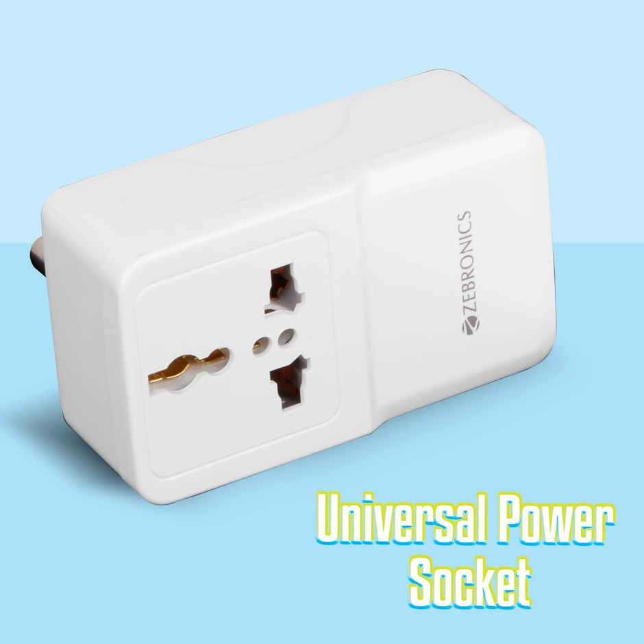 Zebronics MPA10 | Dual USB Adapter & Universal AC Wall Charger | 1500W AC + 15W DC | USB | White