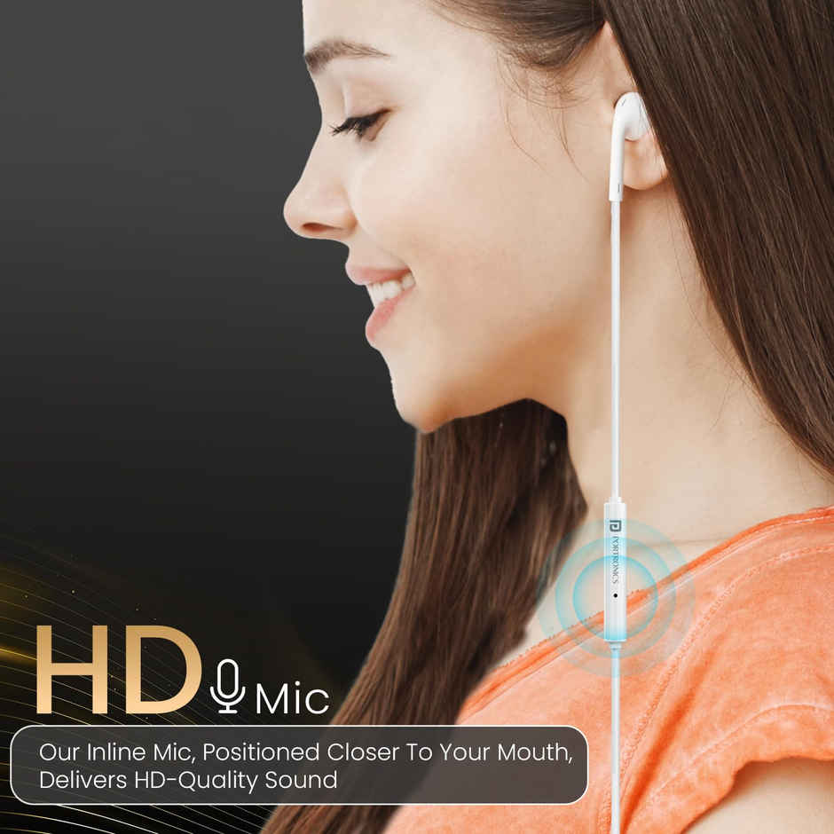 Portronics Conch Theta A 3.5mm Wired Earphone White