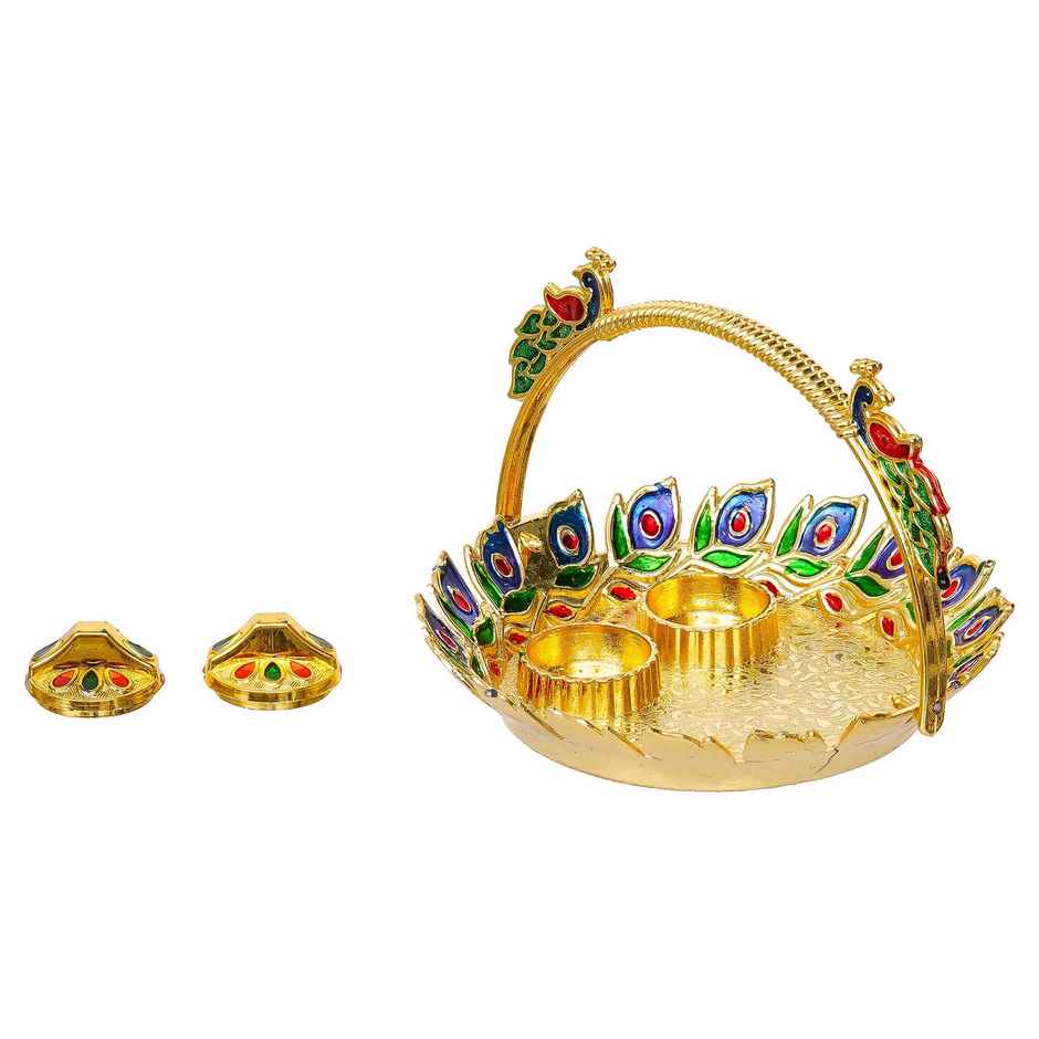 Peacock Decorative Aarti Thali Set for Pooja | Ecraftindia