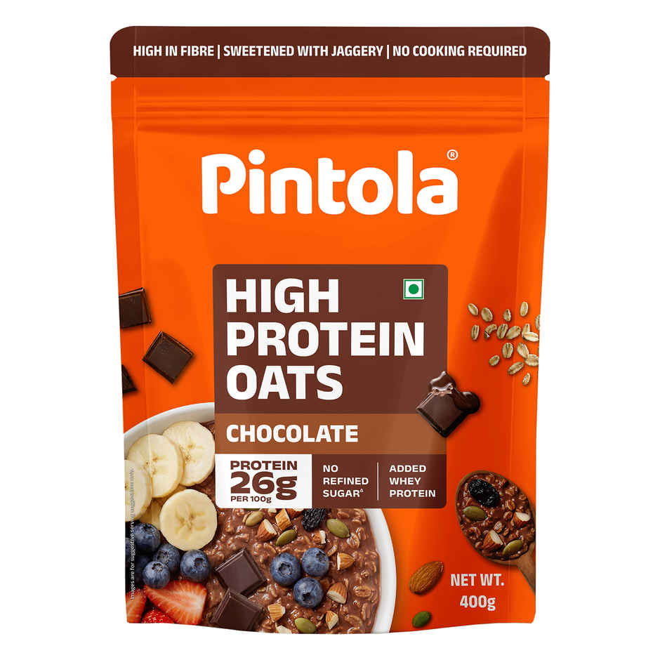 Pintola High Protein Oats Dark Chocolate With Almonds Raisin Pumpkin And Chia Seeds
