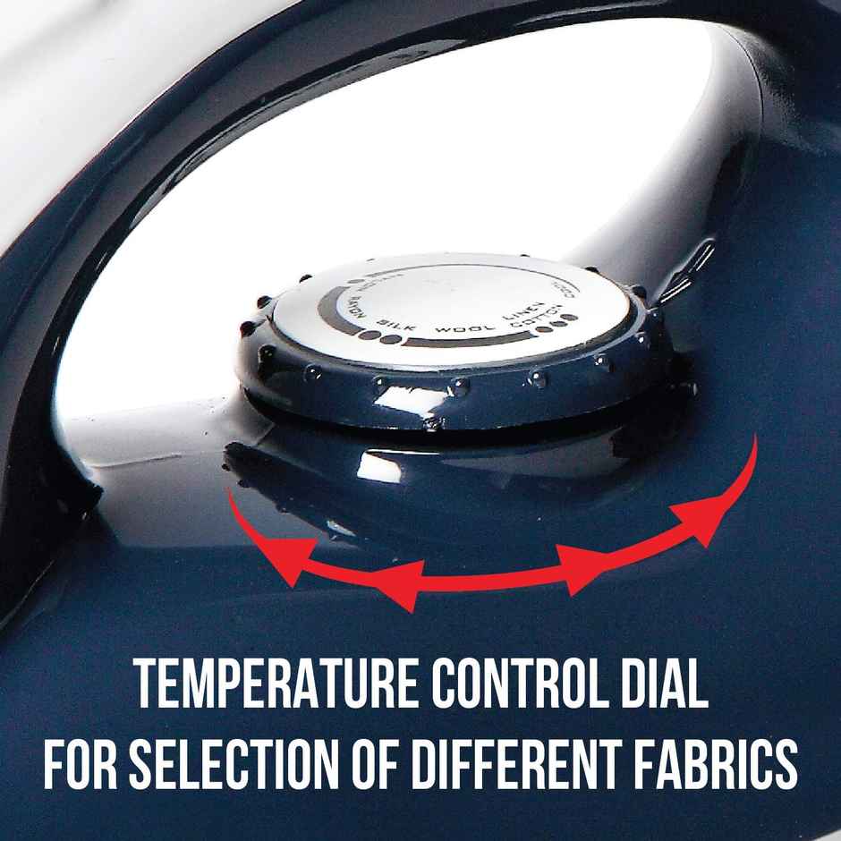 Havells Glydo 1000 Watt Dry Iron | Non Stick Sole Plate | Easy Grip Temp. Knob | Charcoal Blue