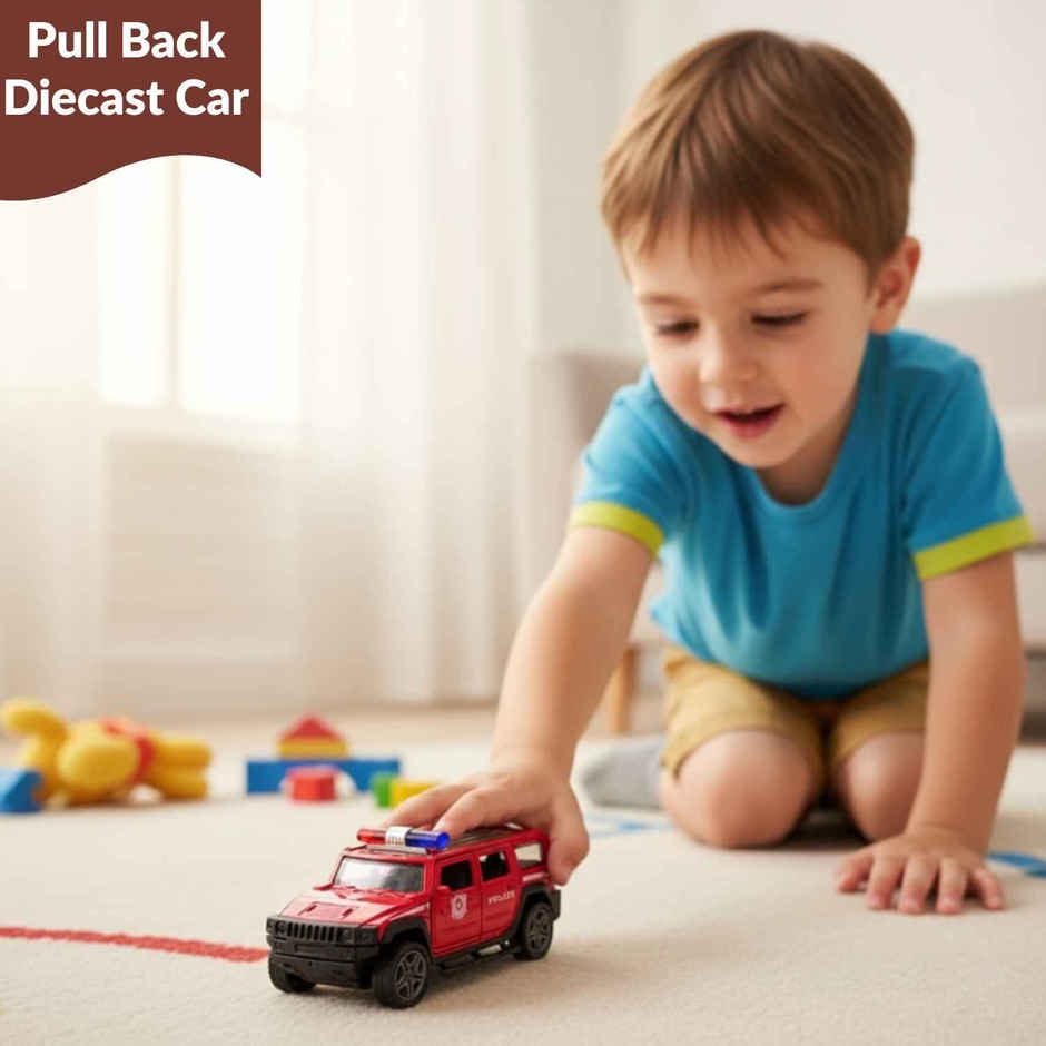 Apex Gripz 1:32 Metal Diecast Pull Back Car Red Police SUV | Openable Doors