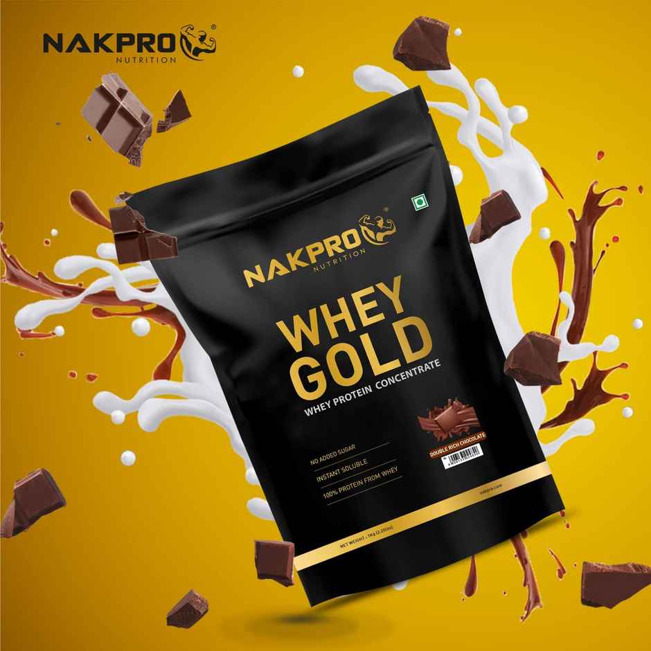 Nakpro Gold Whey Protein Concentrate Double Rich Chocolate 25.5G Protein 5.6G Bcaa