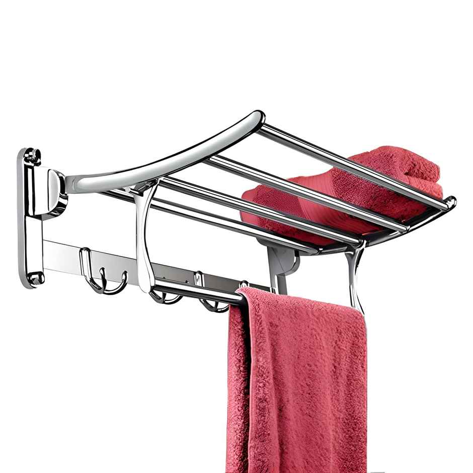 Plantex Stainless Steel Folding Towel Rack for Bathroom - 24 Inch, Chrome Finish