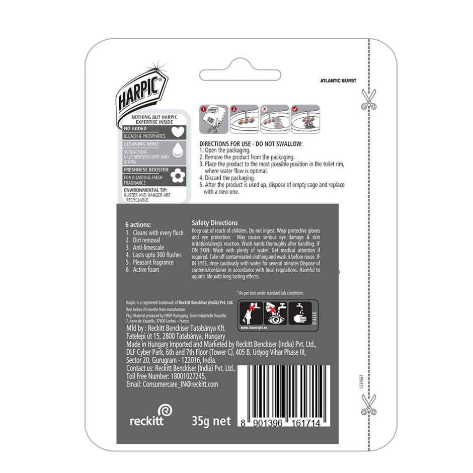 Harpic Atlantic Burst Power Fresh 6 Toilet Cleaner Rim Block