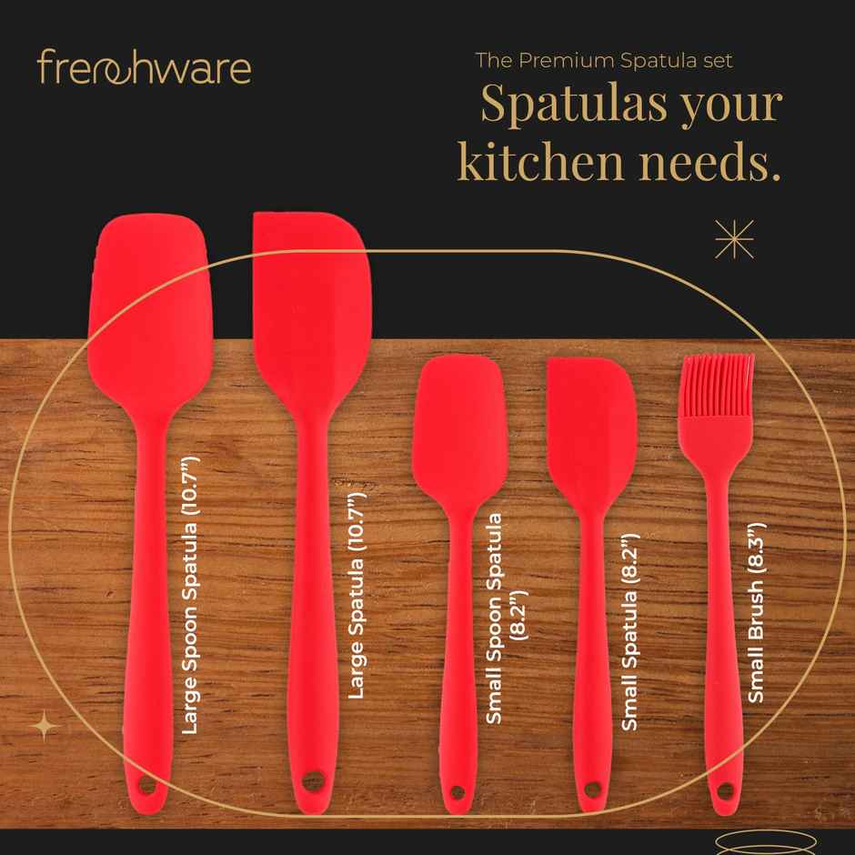 Frenchware Non-Stick Silicone Spatulas - Heat-Resistant, Food-Grade & BPA-Free - Red