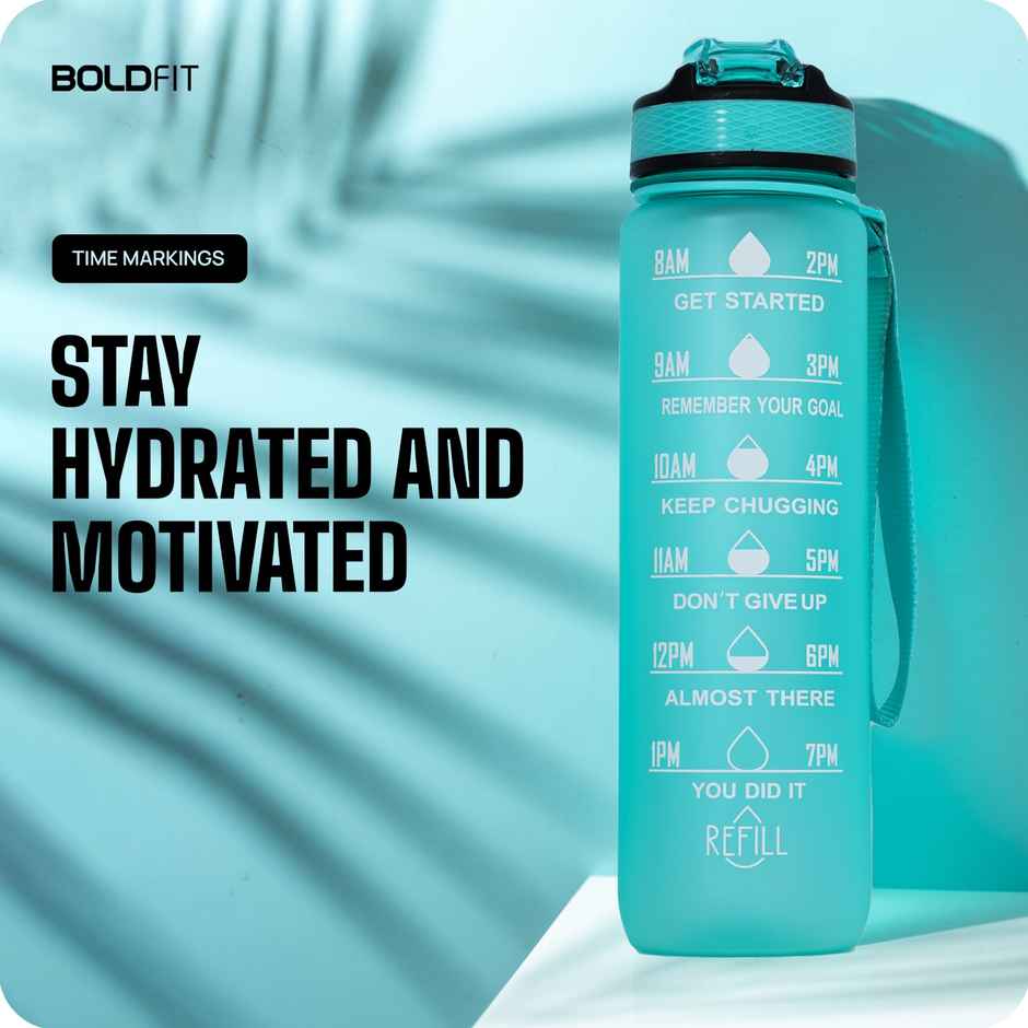 Boldfit Water Bottles 1 Litre Sipper With Straw Unbreakable | Mintgreen Plastic