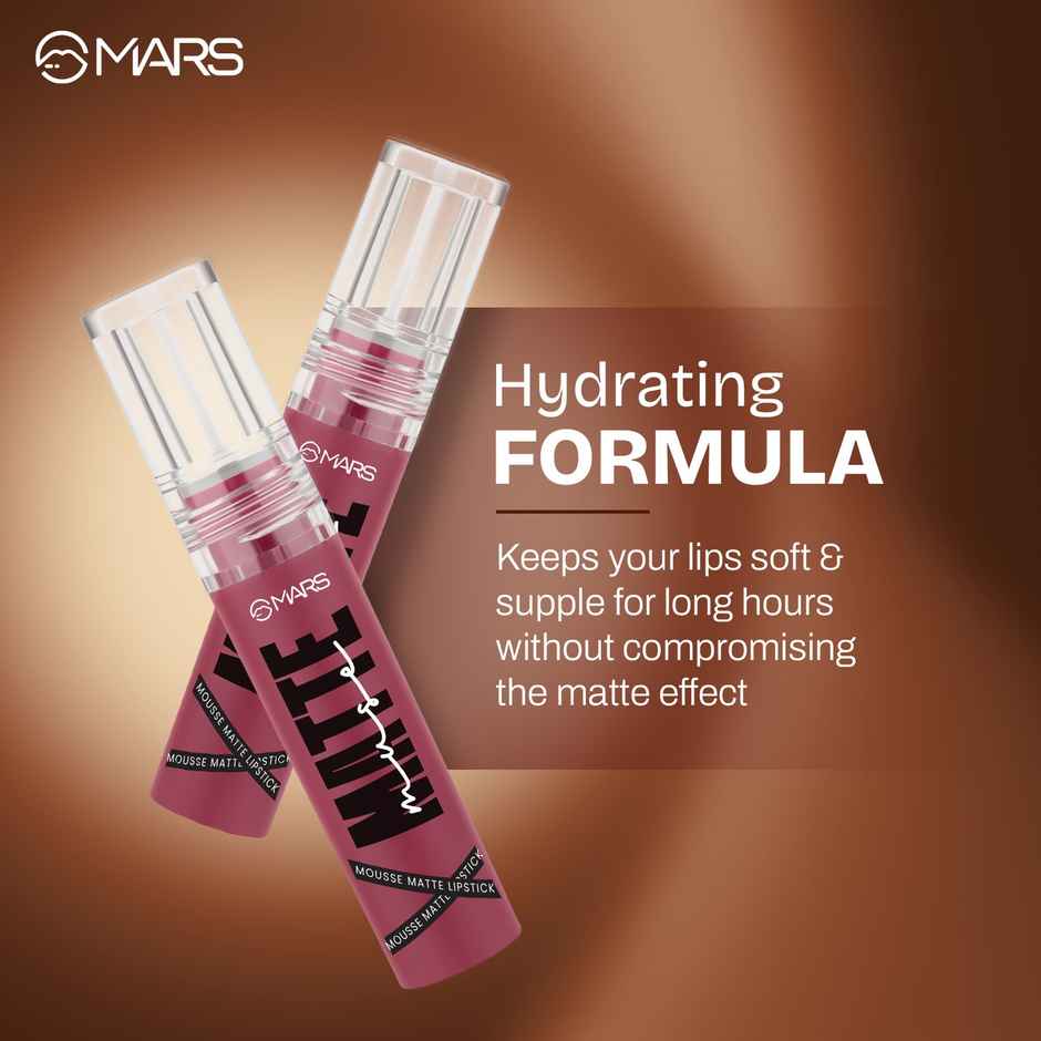 MARS Cosmetics Matte Muse Mousse Lipstick (3ml) (07-CELEBRITY) with Doe-Foot Applicator