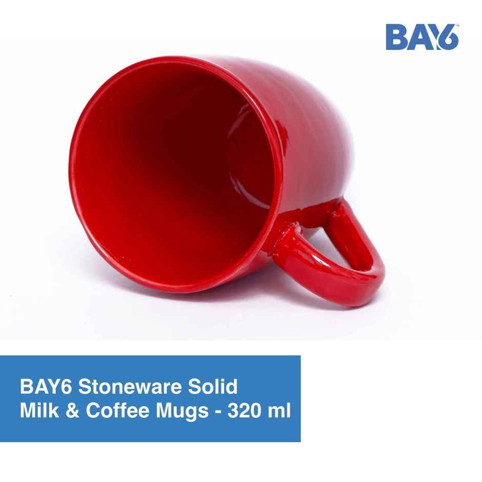 BAY6 Stoneware Solid Milk & Coffee Mugs - Red - 320 ml