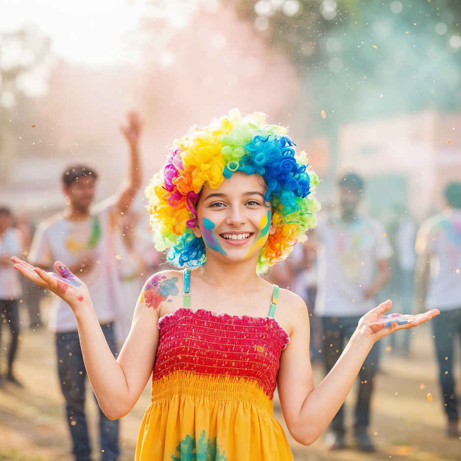 Colorful Wigs for Holi Party Hair Wig for Kids, Men and Women | Party Propz