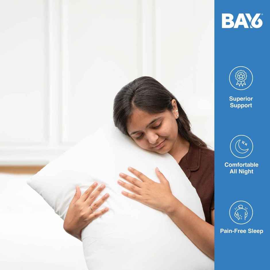 BAY6 Polyfill Fiber Pillow - White, Standard Size | 60 x 40 cm, Pack Of 1