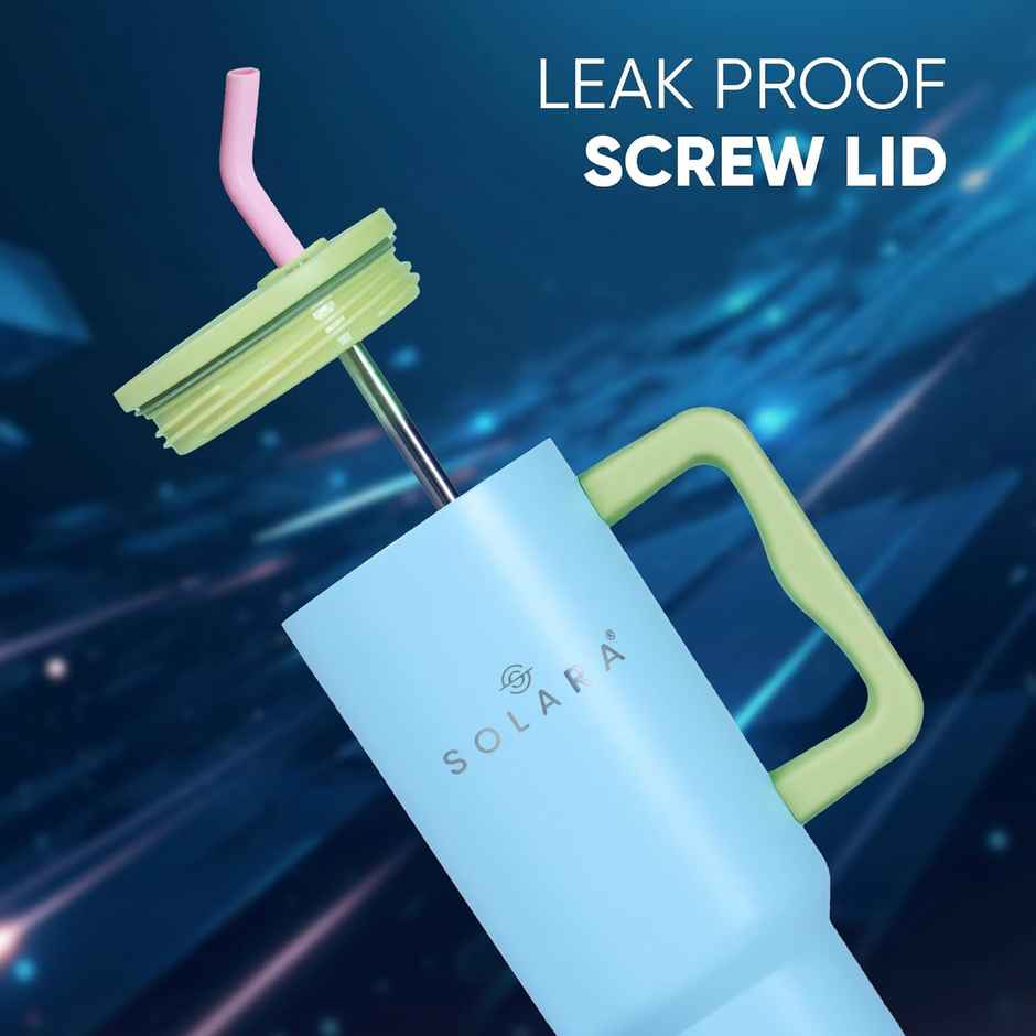 Solara Echo Insulated Tumbler Bottle with Lid and 2 Straws | Blue Hawaii - 1.2 L