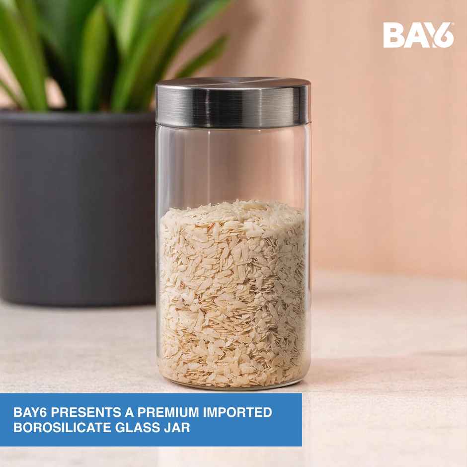 BAY6 Premium Imported Borosilicate Glass Jar - 1200 ml