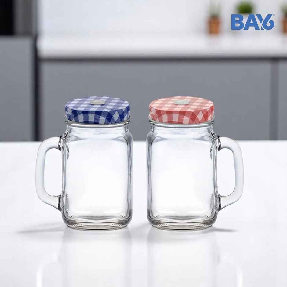 BAY6 Mason Jar Set with Straw - 400 ml - (2pc)