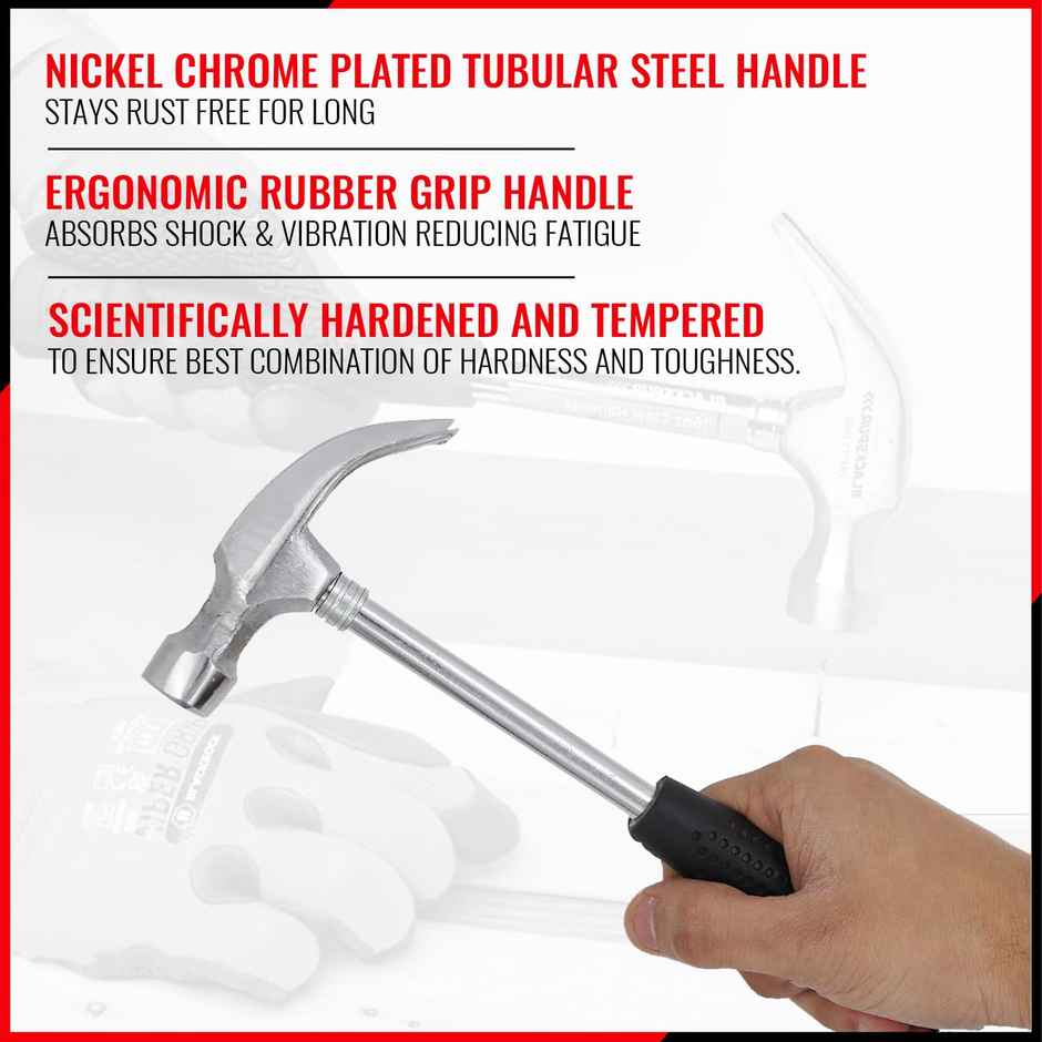 Spartan Curved Claw Hammer | Heavy Duty Steel Head | Rubber Grip