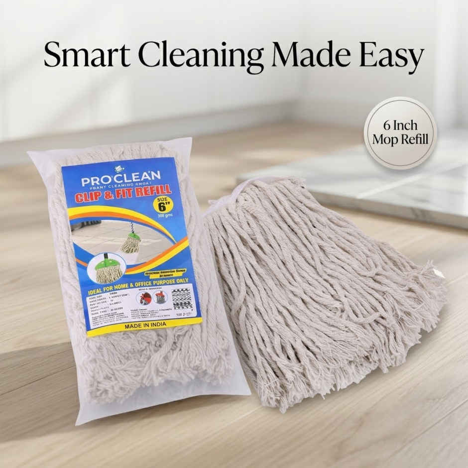 Proclean Cotton Refill - White | For Clip & Fit Mop | 6 Inch