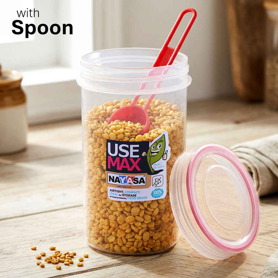 Nayasa Use Max Glaze BPA Free Food Grade Airtight Kitchen Storage Stackable Containers | Pink - 700 ml