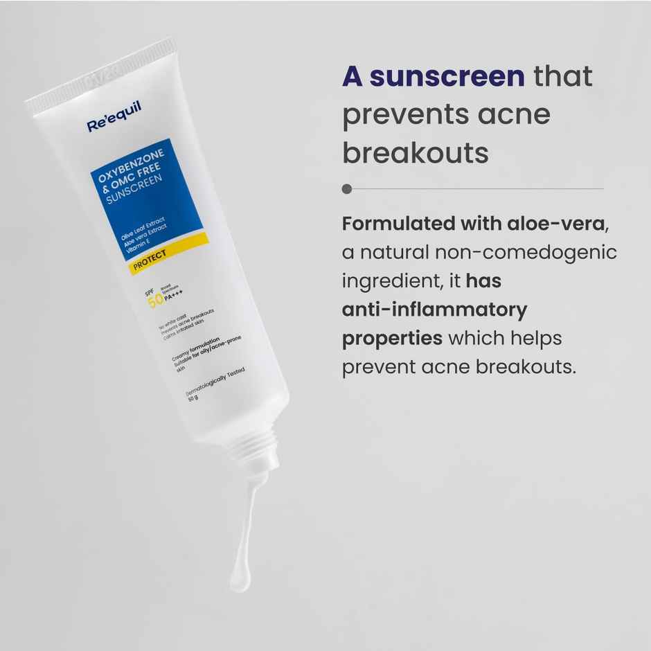 Re'Equil Oxybenzone Free Sunscreen SPF 50 For Oily, Acne Prone Skin