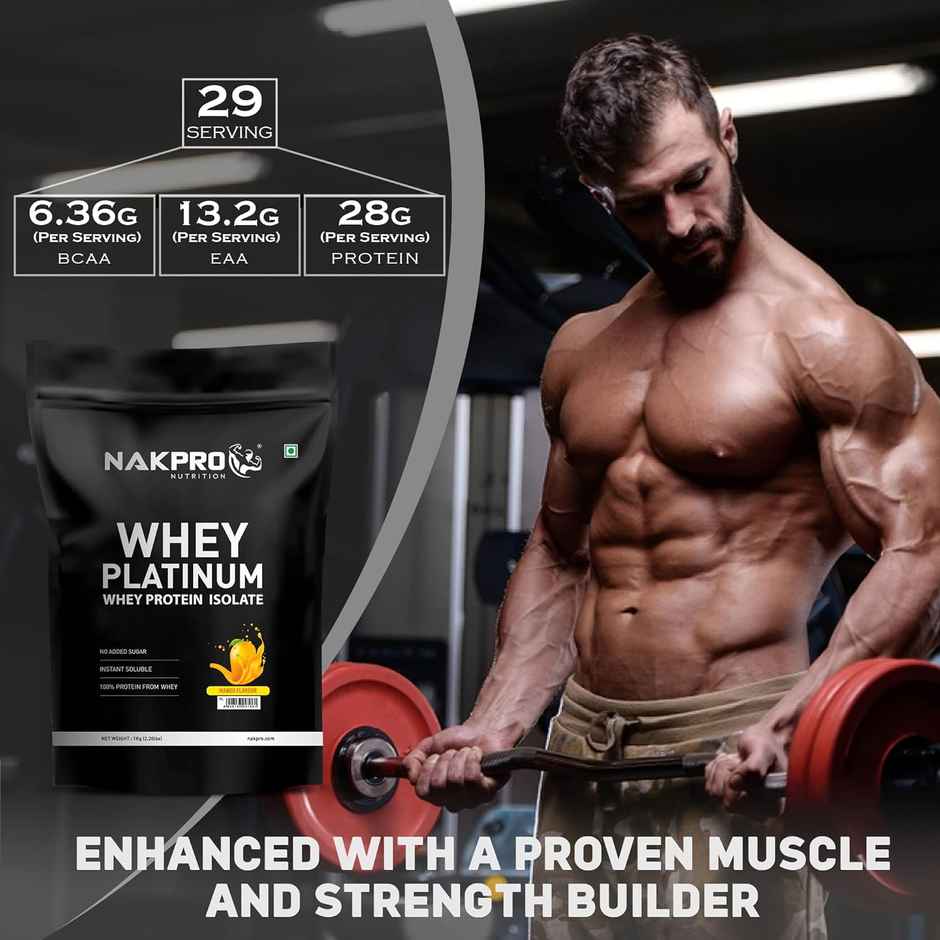 Nakpro Platinum Whey Protein Isolate Mango 28G Protein 6.4G Bcaa