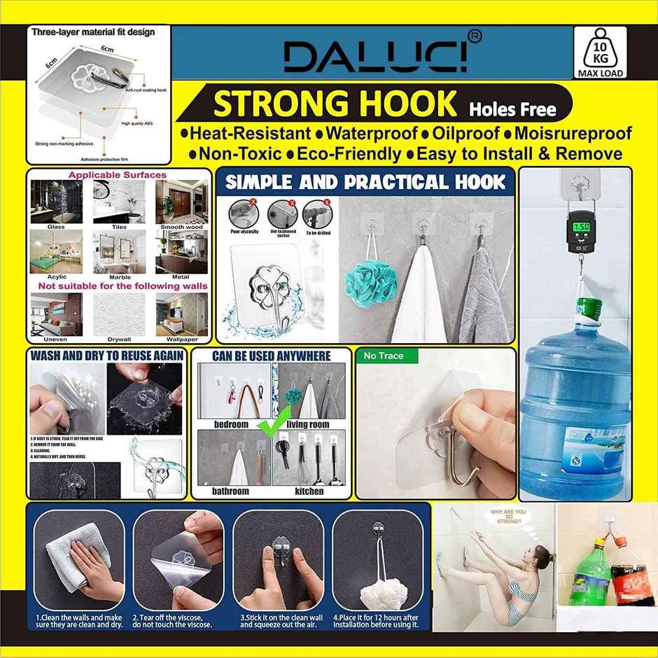 Daluci Strong Adhesive Hook For Home-Office and Kitchen Use