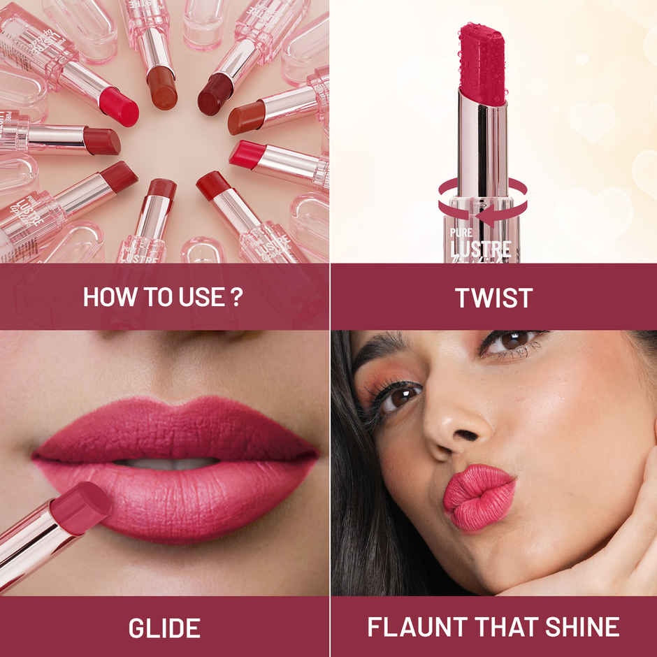 Swiss Beauty Pure Lustre Lipstick | High Shine Finish | Smooth Glide | 04 It's Bare