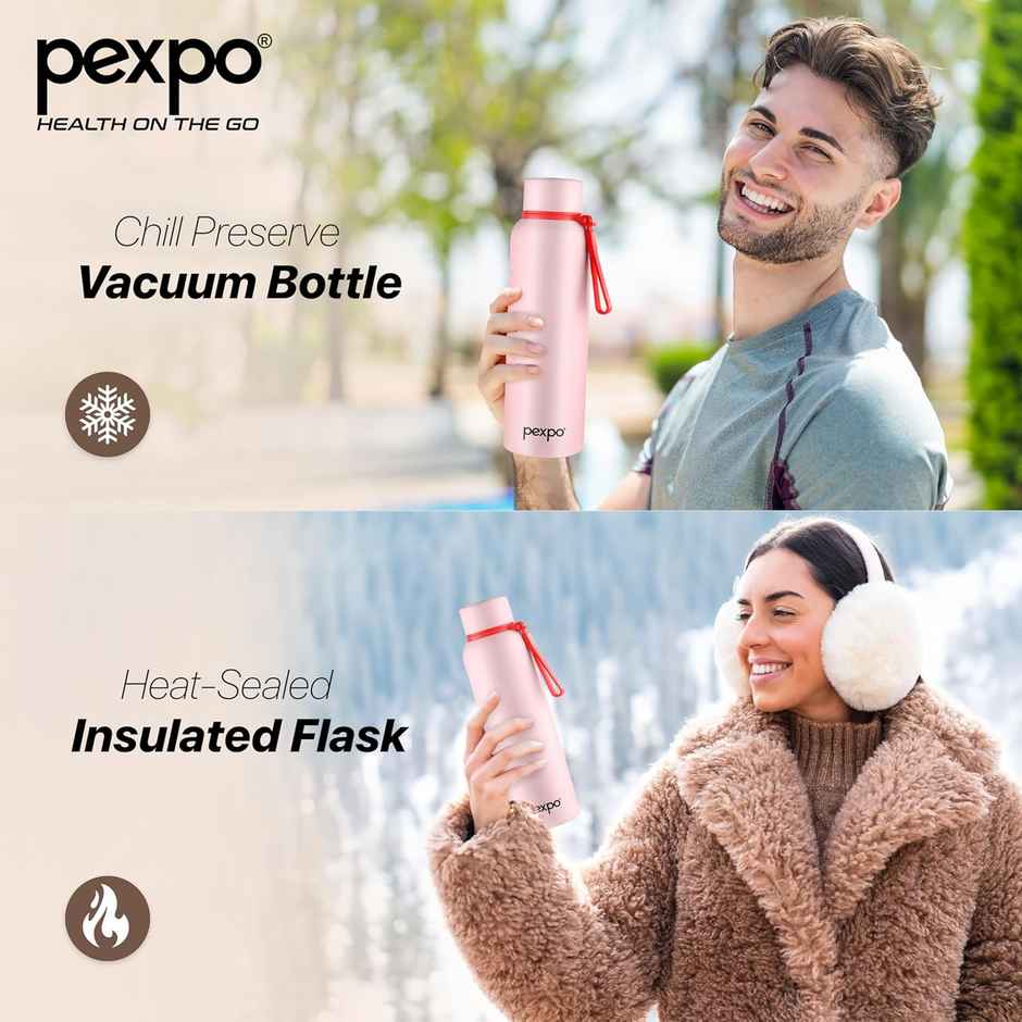 Pexpo Bravo Hot & Cold Isi Certified Flask | 1 L | Baby Pink
