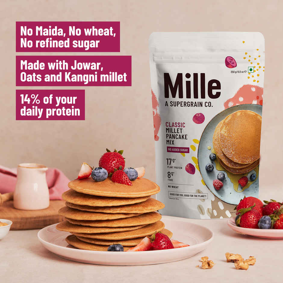 Mille Classic Pancake mix | Zero Sugar | No atta | No maida, Gluten free | 17g Protein | 8g Fibre