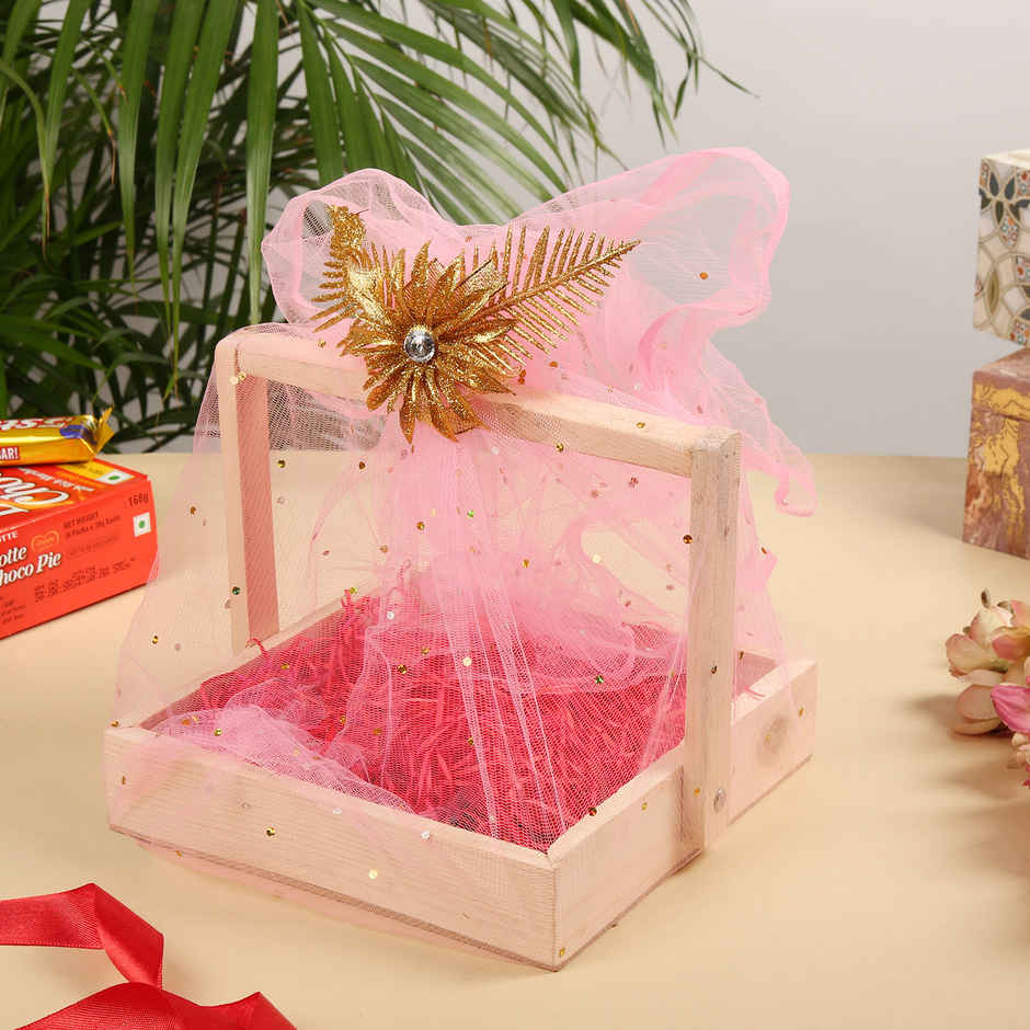 Festvista Pine Wood 8 x 8 inch Square Basket