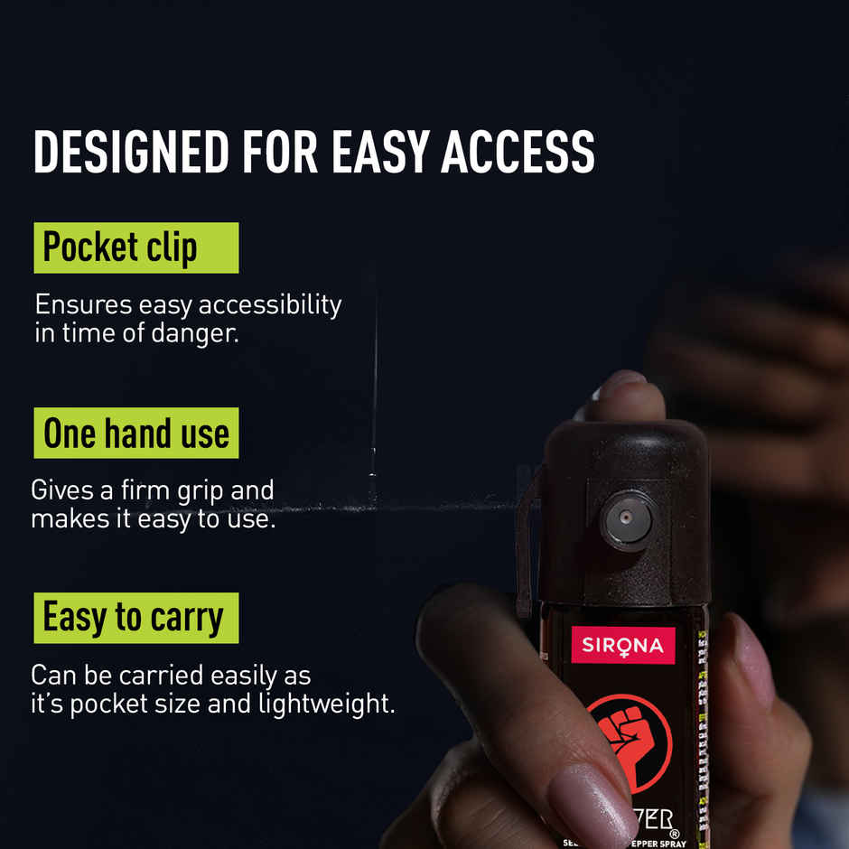 Sirona Impower Self Defence Pepper Spray Green Chilli for Women Safety