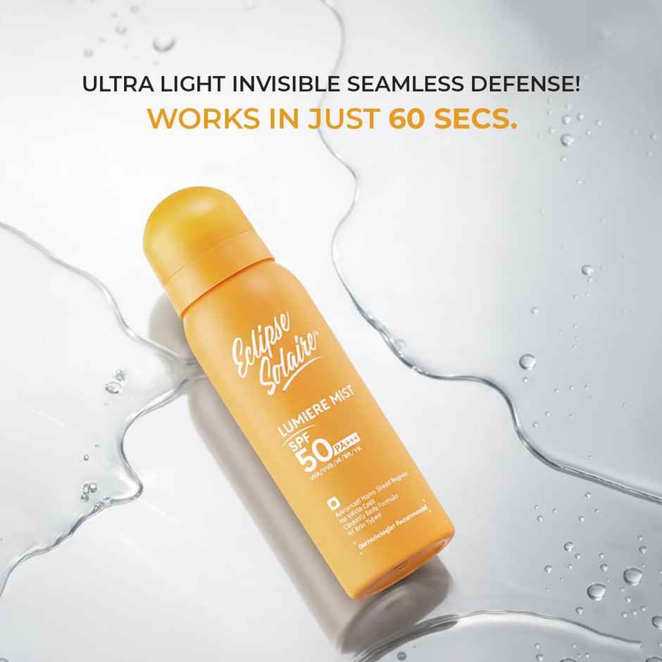 Eclipse Solaire Lumiere Mist Sunscreen Spray SPF 50 PA+++ UVA/ UVB/ IR / BR / VR | No White Cast