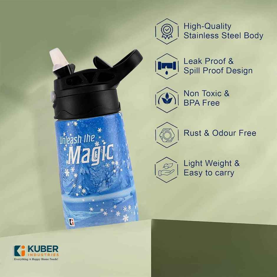 Kuber Industries 350 ml Insulated Water Bottle | Disney Frozen | Stainless Steel | Blue