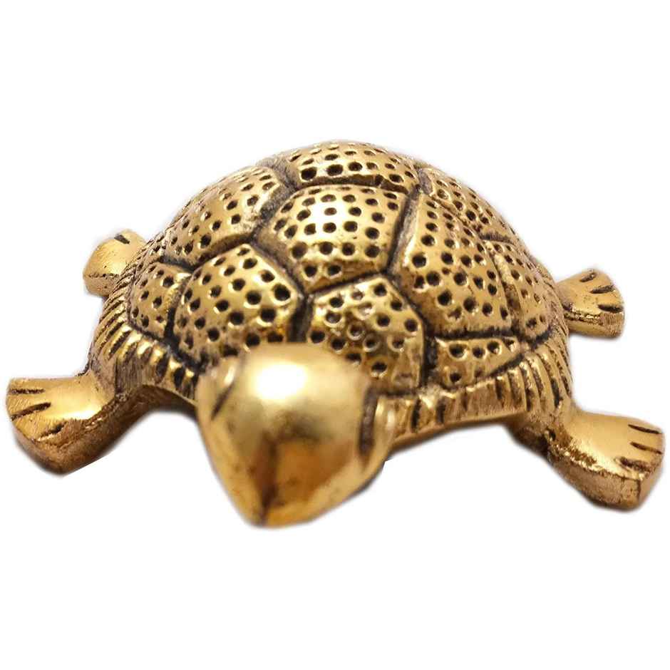 Perpetual Feng Shui Tortoise Showpiece | Golden Coated | Turtle Vastu Gift | Home Decoration