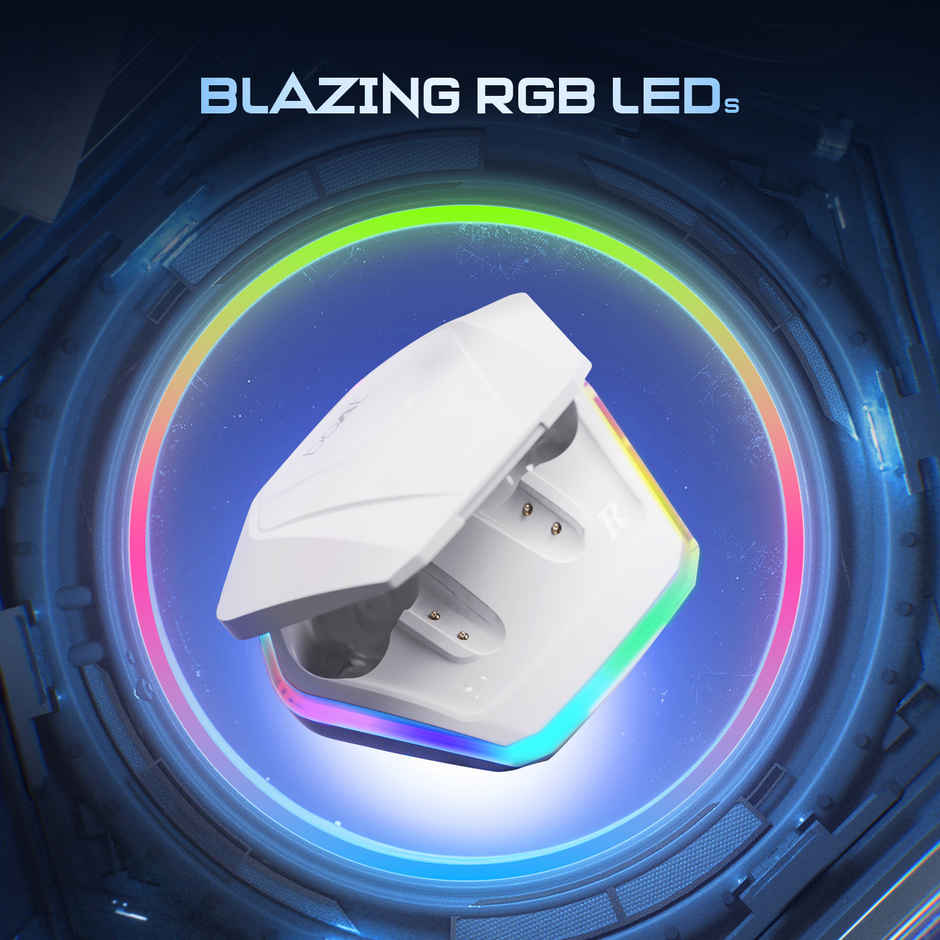 boAt Immortal 161 TWS Earbuds for Gaming w/ 40H Playtime, BEAST Mode & RGB LEDs (White Sabre)