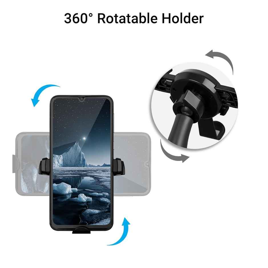 Zebronics CMH200, 360 Degree Rotatable Holder, Anti-Skid Silicone Pads, Max 17.5cm Screen Size