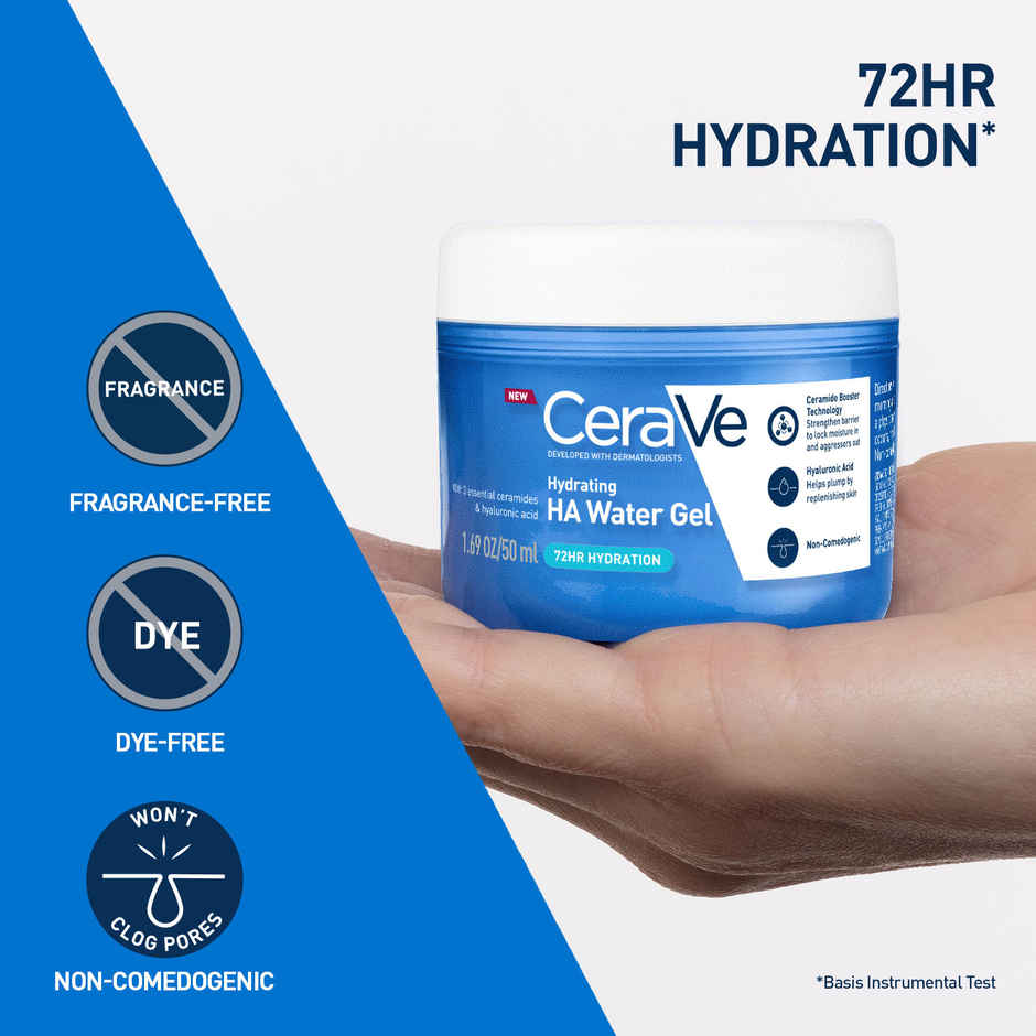 CeraVe HA Water Gel Oil-free Face Moisturizer with Hylauronic Acid & Ceramides for Plumpy Hydration
