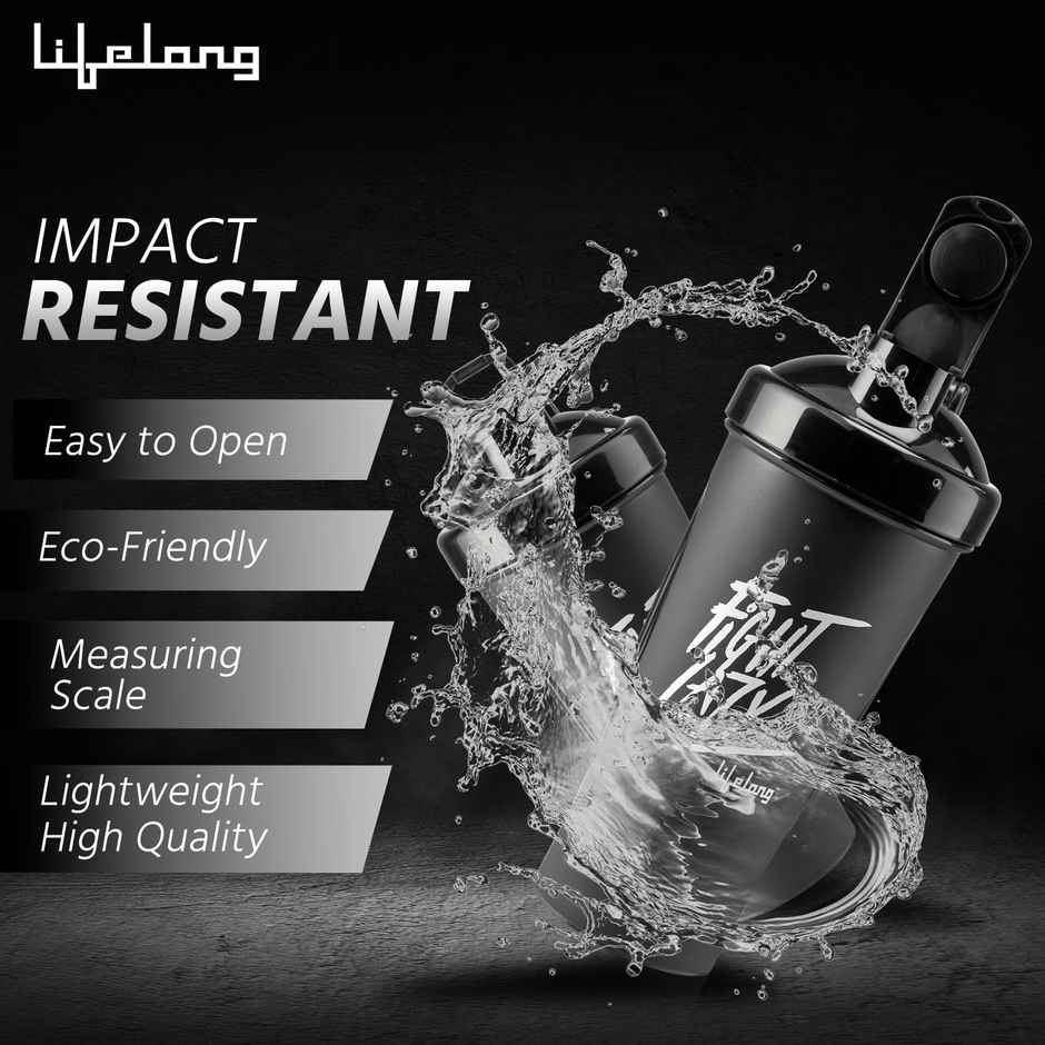 Lifelong Gym Shaker Bottle | Black | 700 ml