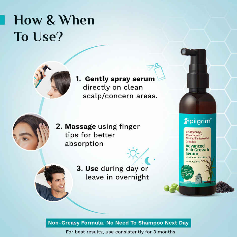 Pilgrim Advanced Hair Growth Serum with Redensyl & Anagain Reduces Hair Fall & Boosts Hair Growth