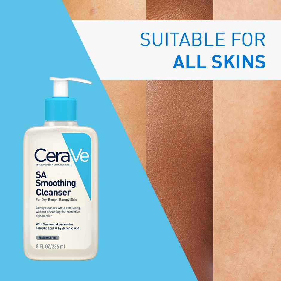 CeraVe Smoothing Cleanser | Dry, Rough & Bumpy Skin | Face Wash With Salicylic Acid & Ceramides
