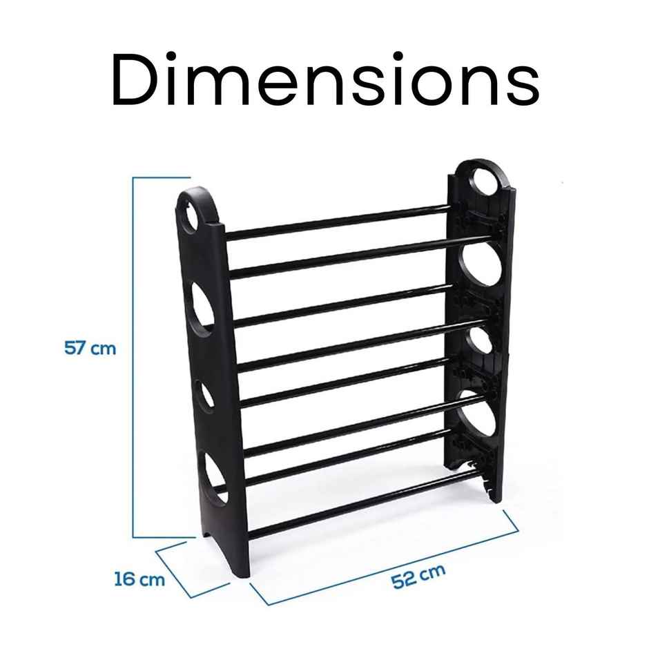 Go Hooked 4 Layer Plastic Shoe Rack | Space Saving Compact Multi Purpose Rack