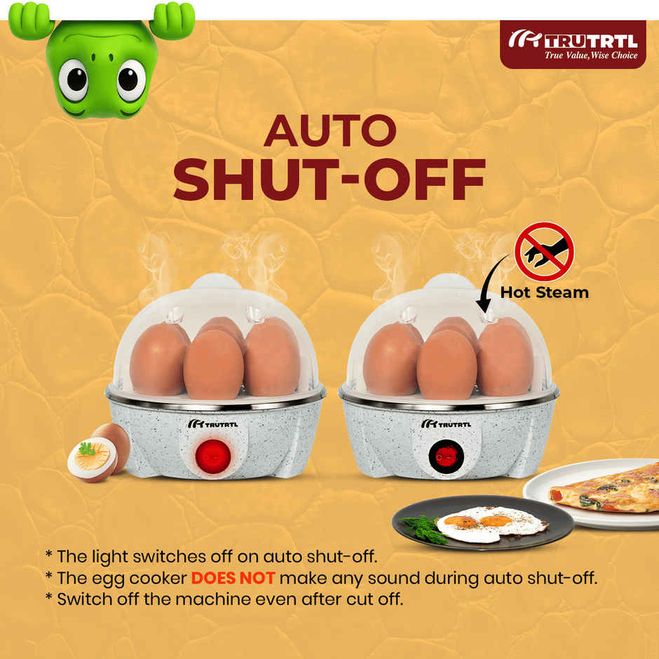truTRTL Smart Instant Egg Boiler Machine 350 Watts, Boils Upto 7 Eggs, 414 ml, 3 Boiling mode, Automatic Shutt Off, Overheat Protection - Marble