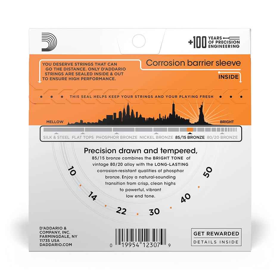 D'Addario Ez900 Bronze Acoustic Guitar Strings | 85/15 Full Bright Tone Stainless Steel Material