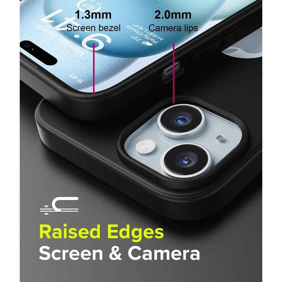 ExpressB Back Cover for iPhone 15 Slim Silicone Soft Logo Cut Matte Back - Black