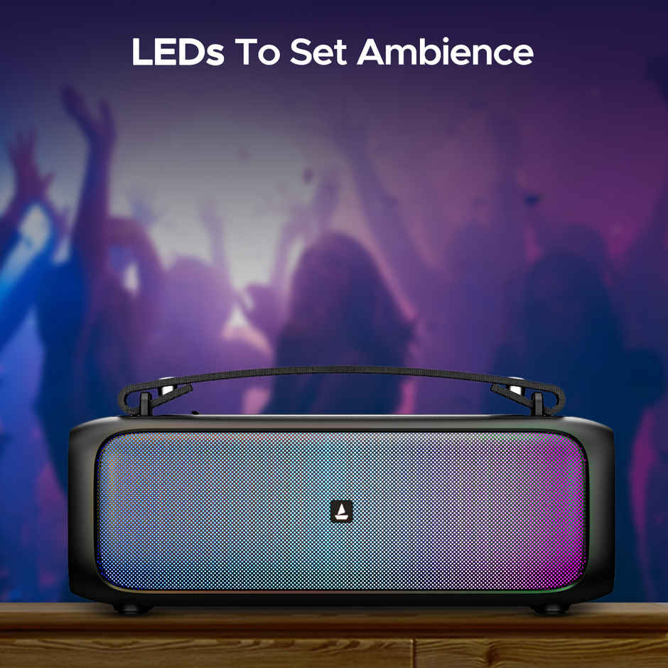 boAt Stone Beam BT Speaker w/ 12W RMS Stereo Sound, 12H Playtime, TWS Feature & LEDs (Midnight Black)