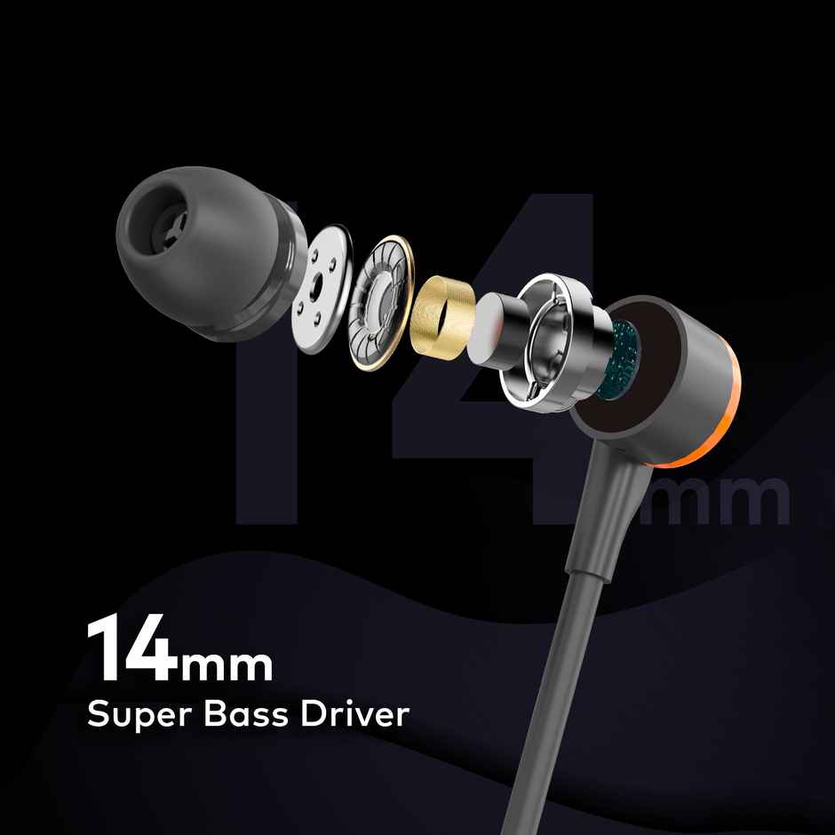 itel L20 Pro Wired Earphones 14Mm Super Bass | Music & Call Control | 1.2M Cable | Black