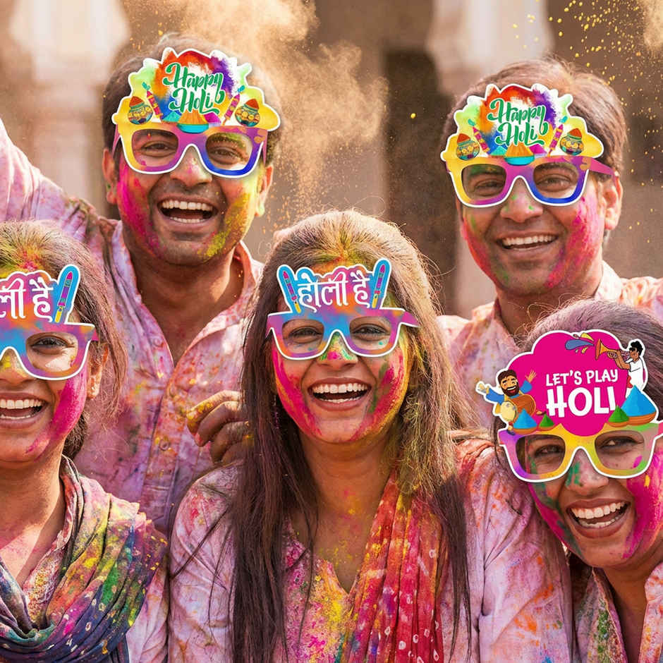Holi Party Fancy Glasses Colorful Hair and Happy Holi Glasses | Party Propz