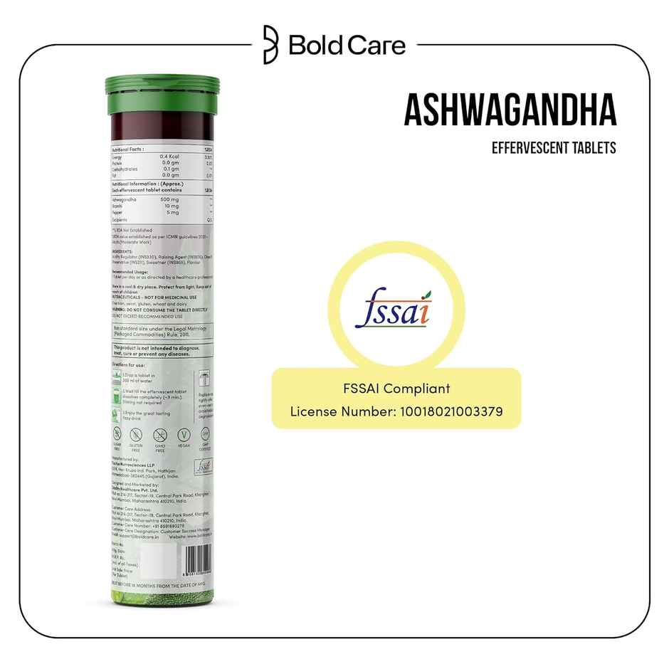 Bold Care Ashwagandha Effervescent Natural Testo Booster